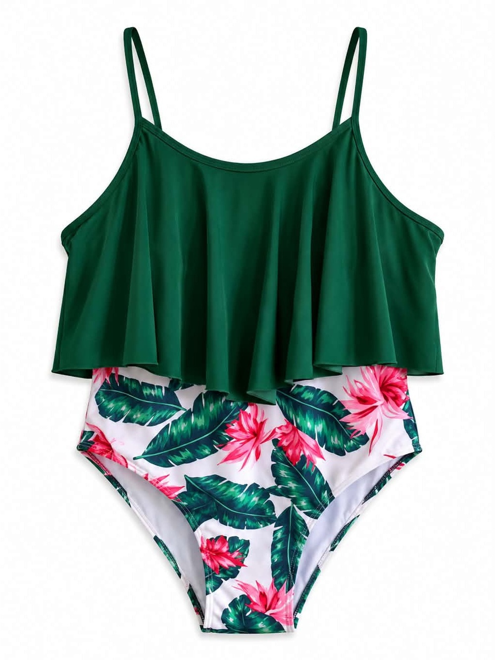 4/$20➡️ Green Flounce One-Piece Swimsuit Tropical Print – Plus Size 4X NWoT
